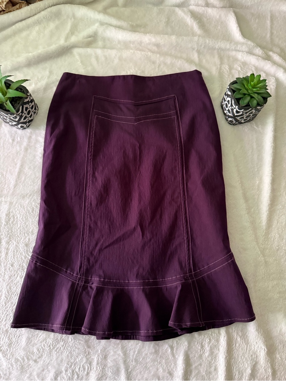 Elevenses Anthropologie Purple Plum Fishtail Skirt 4